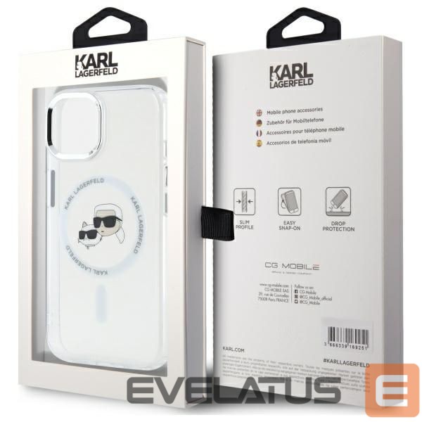 Другой аксессуар для телефона Karl Lagerfeld Karl Lagerfeld KLHMP14SHLSKCH iPhone 14 6.1" white/white hardcase IML Metal Karl&Choupette Head MagSafe