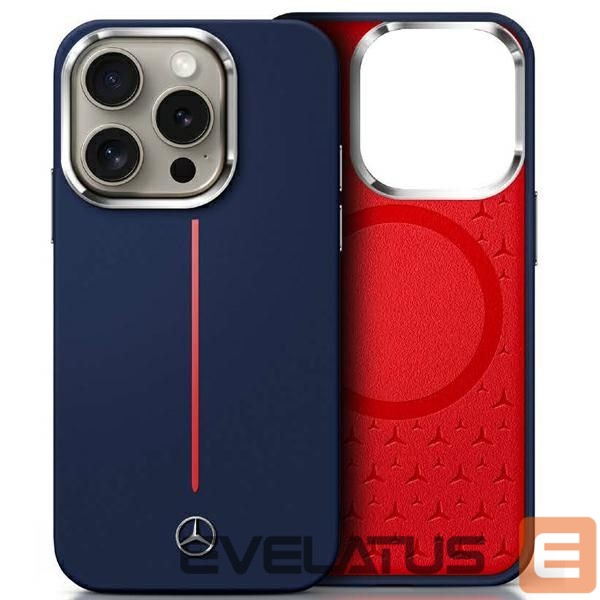 Другой аксессуар для телефона Mercedes-Benz Mercedes Silicone Red Stripe MagSafe Case for iPhone 16 Pro Max - Navy Blue