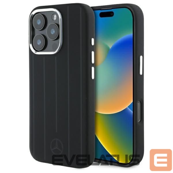 Другой аксессуар для телефона Mercedes-Benz Mercedes Silicone Vertical Tonal Stripes MagSafe Case for iPhone 16 Pro Max - Black