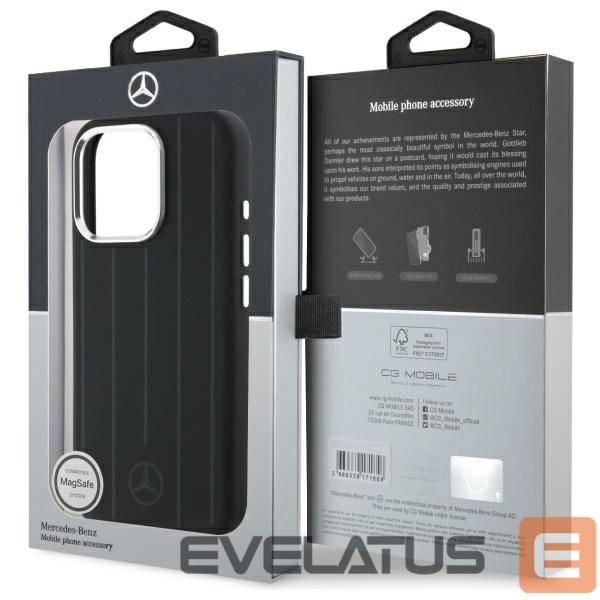 Другой аксессуар для телефона Mercedes-Benz Mercedes Silicone Vertical Tonal Stripes MagSafe Case for iPhone 16 Pro Max - Black