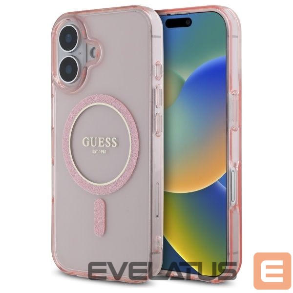 Другой аксессуар для телефона Guess Guess GUHMP16SHFGEREP iPhone 16 6.1" pink/pink hardcase IML Glitter Circle MagSafe