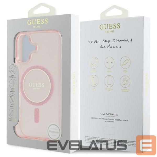 Другой аксессуар для телефона Guess Guess GUHMP16SHFGEREP iPhone 16 6.1" pink/pink hardcase IML Glitter Circle MagSafe