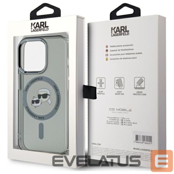 Другой аксессуар для телефона Karl Lagerfeld Karl Lagerfeld KLHMP15LHLSKCK iPhone 15 Pro 6.1" black/black hardcase IML Metal Karl&Choupette Head MagSafe