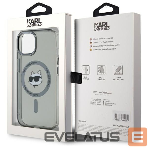 Другой аксессуар для телефона Karl Lagerfeld Karl Lagerfeld KLHMP15SHLSCHK iPhone 15 6.1" black/black hardcase IML Metal Choupette Head MagSafe