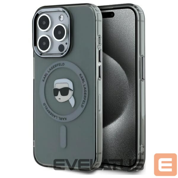 Другой аксессуар для телефона Karl Lagerfeld Karl Lagerfeld KLHMP15XHLSKIK iPhone 15 Pro Max 6.7" black/black hardcase IML Metal Karl Head MagSafe