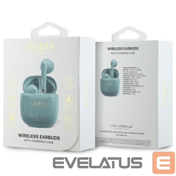 Другой аксессуар для телефона Guess Guess Bluetooth headphones GUTWSJ14ESGQ TWS + docking station turquoise/turquoise Printed Classic Logo