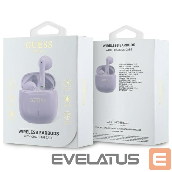Другой аксессуар для телефона Guess Guess Bluetooth headphones GUTWSJ14ESGU TWS + docking station purple/purple Printed Classic Logo