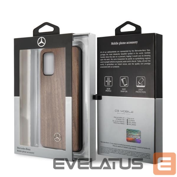 Чехол на заднюю панель Mercedes-Benz Mercedes Wood Line Walnut Case for Samsung Galaxy S20+ - Brown