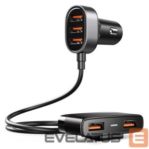 Адаптер Joyroom  Joyroom fast car charger 5x USB 6.2 A with extension cable black (JR-CL03) 