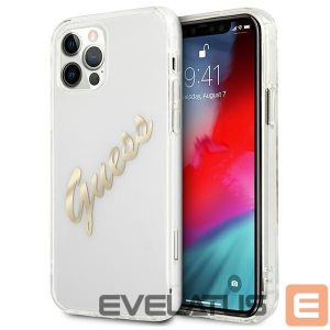 Чехол на заднюю панель Guess  Guess GUHCP12MKTRSVGO iPhone 12/12 Pro 6.1" Transparent hardcase Vintage Script Gold 