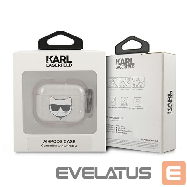 Чехол на заднюю панель Karl Lagerfeld Karl Lagerfeld KLA3UCHGS AirPods 3 cover srebrny/silver Glitter Choupette