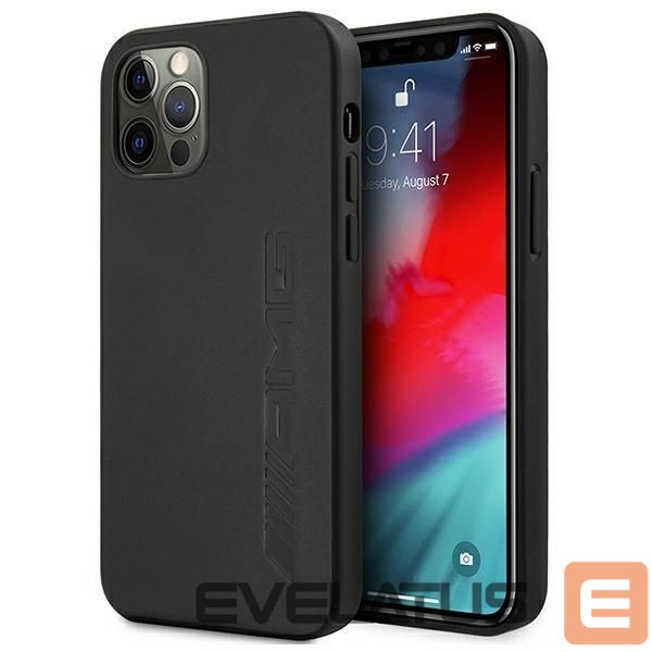 Чехол на заднюю панель Mercedes-Benz AMG Leather Hot Stamped Case for iPhone 12 Pro Max - Black