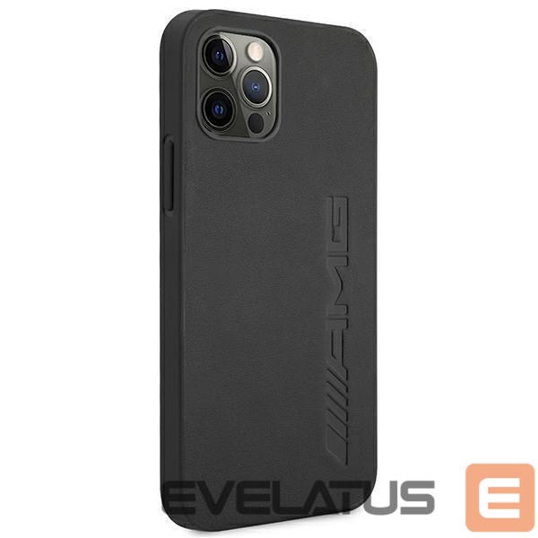 Чехол на заднюю панель Mercedes-Benz AMG Leather Hot Stamped Case for iPhone 12 Pro Max - Black