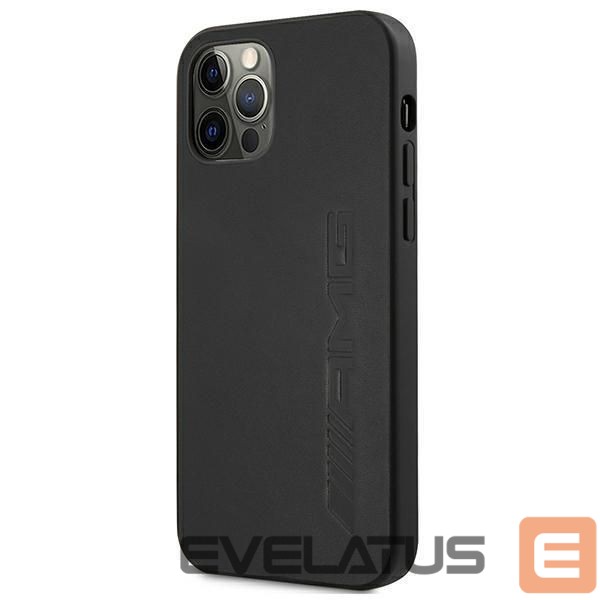 Чехол на заднюю панель Mercedes-Benz AMG Leather Hot Stamped Case for iPhone 12 Pro Max - Black