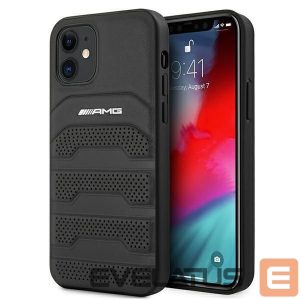 Чехол на заднюю панель Mercedes-Benz  AMG Leather Debossed Lines case for iPhone 12 mini - black 