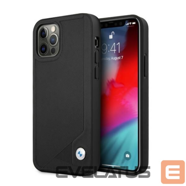 Чехол на заднюю панель BMW BMW Leather Deboss Case for iPhone 12 Pro Max - Black