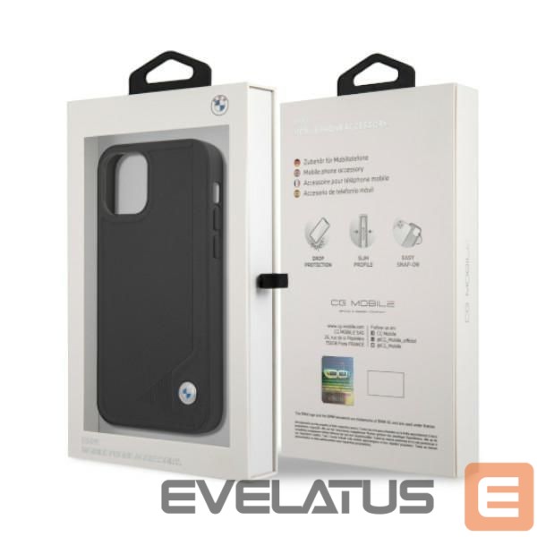 Чехол на заднюю панель BMW BMW Leather Deboss Case for iPhone 12 Pro Max - Black