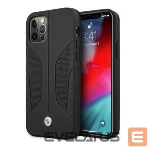 Чехол на заднюю панель BMW  BMW Leather Perforated Sides Case for iPhone 12 Pro Max - Black 