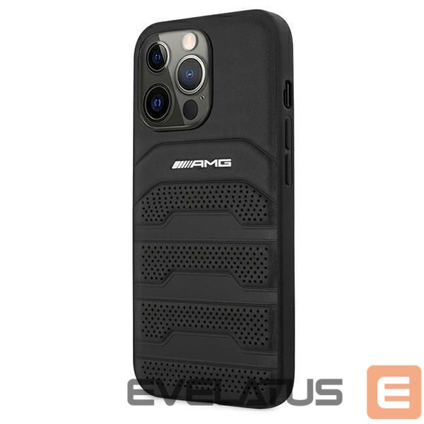 Чехол на заднюю панель Mercedes-Benz AMG Leather Debossed Lines case for iPhone 13 Pro / iPhone 13 - black