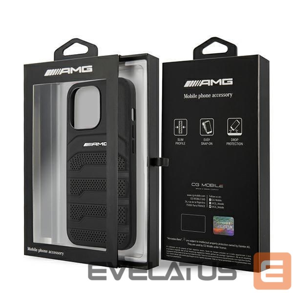 Чехол на заднюю панель Mercedes-Benz AMG Leather Debossed Lines case for iPhone 13 Pro / iPhone 13 - black