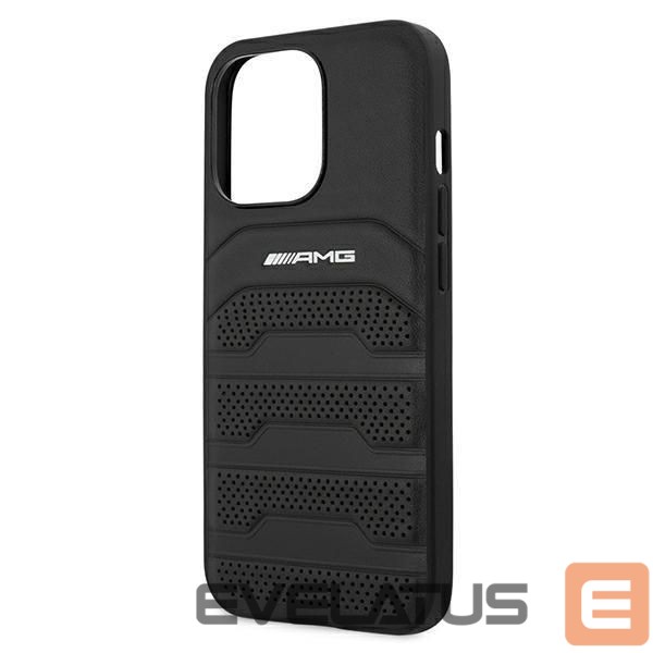 Чехол на заднюю панель Mercedes-Benz AMG Leather Debossed Lines case for iPhone 13 Pro / iPhone 13 - black