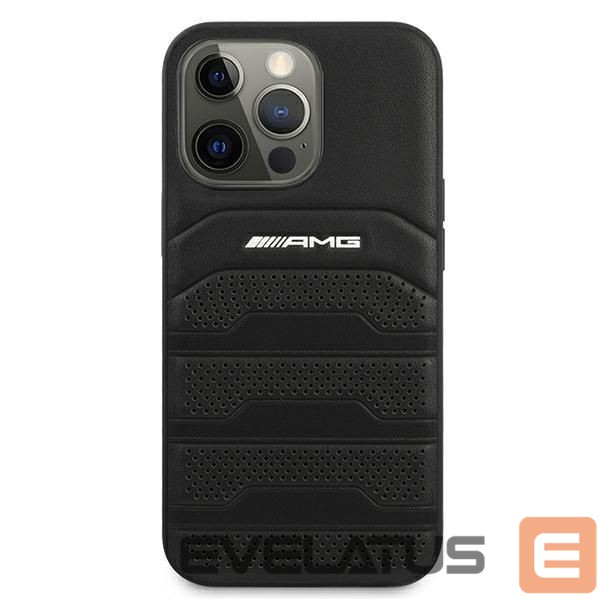 Чехол на заднюю панель Mercedes-Benz AMG Leather Debossed Lines case for iPhone 13 Pro / iPhone 13 - black