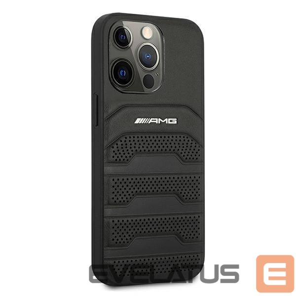 Чехол на заднюю панель Mercedes-Benz AMG Leather Debossed Lines case for iPhone 13 Pro / iPhone 13 - black
