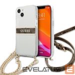 Чехол на заднюю панель Guess  Guess GUHCP13SKC4GBGO iPhone 13 mini 5.4" Transparent hardcase 4G Brown Strap Gold Chain