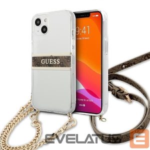 Чехол на заднюю панель Guess  Guess GUHCP13SKC4GBGO iPhone 13 mini 5.4" Transparent hardcase 4G Brown Strap Gold Chain