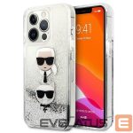Чехол на заднюю панель Karl Lagerfeld  Karl Lagerfeld Liquid Glitter Karl&Choupette Head case for iPhone 13 Pro Max - silver 