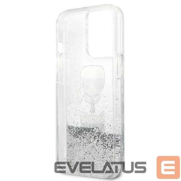 Чехол на заднюю панель Karl Lagerfeld Karl Lagerfeld Liquid Glitter Karl&Choupette Head case for iPhone 13 Pro Max - silver