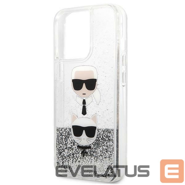Чехол на заднюю панель Karl Lagerfeld Karl Lagerfeld Liquid Glitter Karl&Choupette Head case for iPhone 13 Pro Max - silver