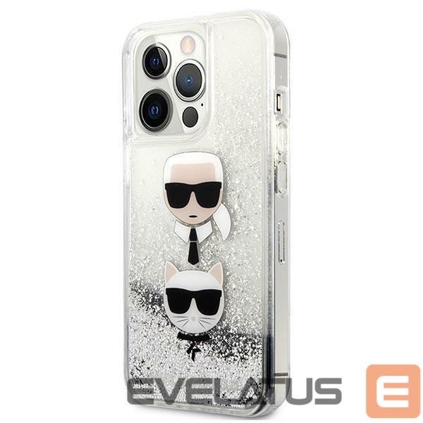 Чехол на заднюю панель Karl Lagerfeld Karl Lagerfeld Liquid Glitter Karl&Choupette Head case for iPhone 13 Pro Max - silver