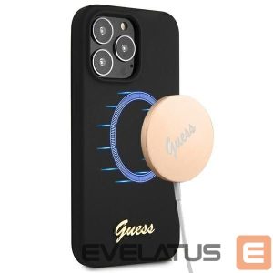 Чехол на заднюю панель Guess  Guess GUHMP13LLSLMGBK iPhone 13 Pro / 13 6.1" black/black hardcase Silicone Script Gold Logo MagSafe 