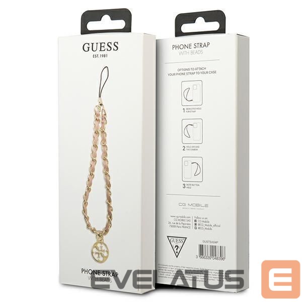 Другое Guess Guess pendant GUTSAS4P Phone Strap pink/pink Chain Metal 4G Charm