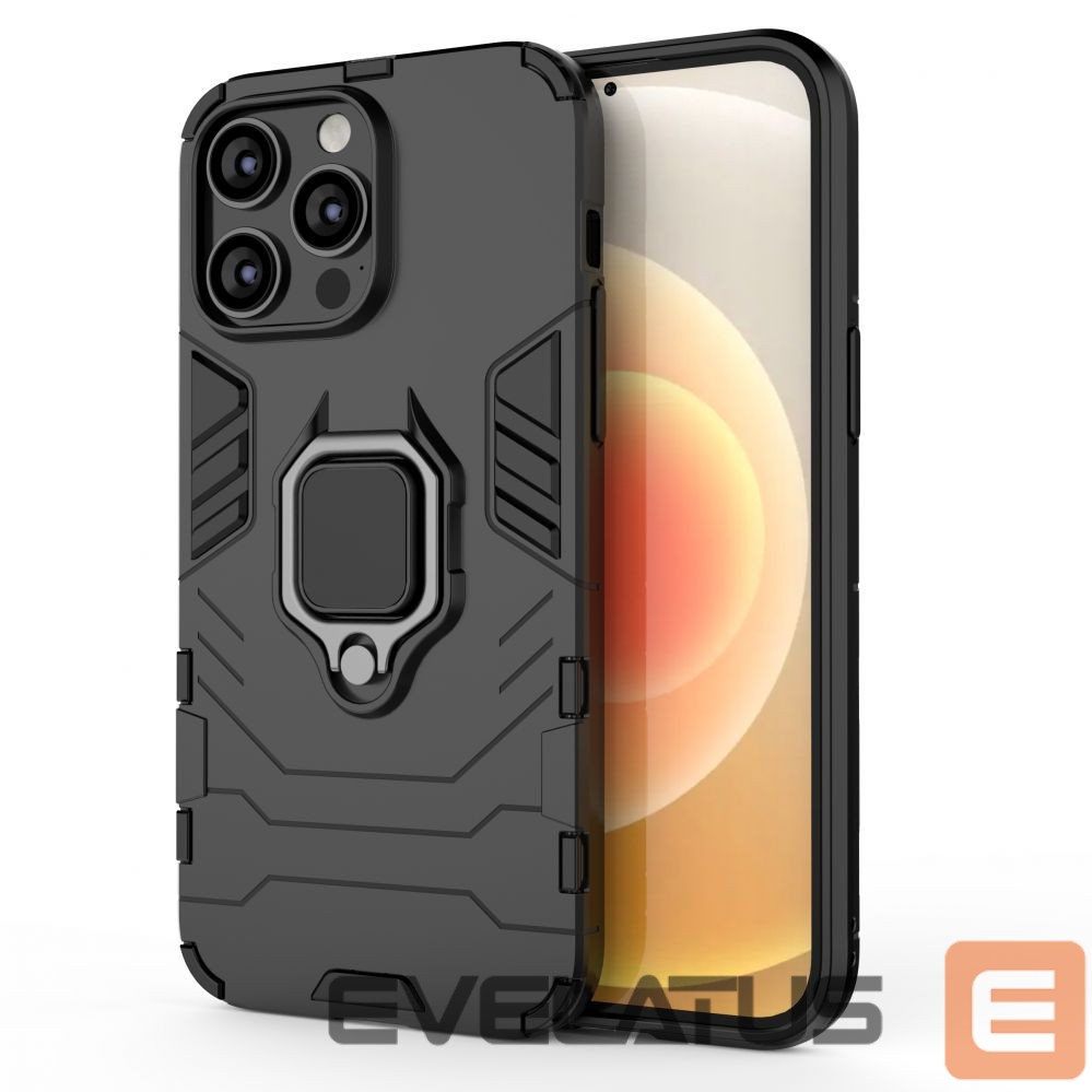 Чехол на заднюю панель Hurtel Ring Armor case for iPhone 14 Pro Max armored cover magnetic holder ring black