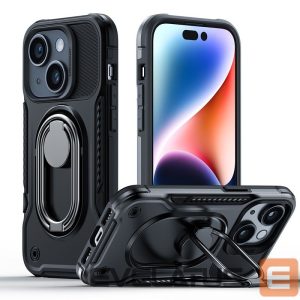 Чехол на заднюю панель Joyroom  Joyroom Dual Hinge case for iPhone 14 armored case with a stand and a ring holder black 