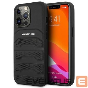 Чехол на заднюю панель Mercedes-Benz  AMG AMHCP14LGSEBK iPhone 14 Pro 6.1 "black / black hardcase Leather Debossed Lines 