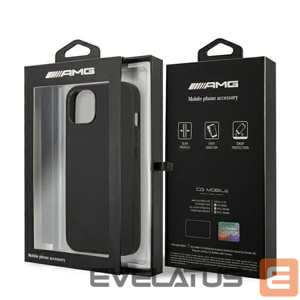 Чехол на заднюю панель Mercedes-Benz AMG AMHCP14MDOLBK iPhone 14 Plus 6.7 "black / black hardcase Leather Hot Stamped