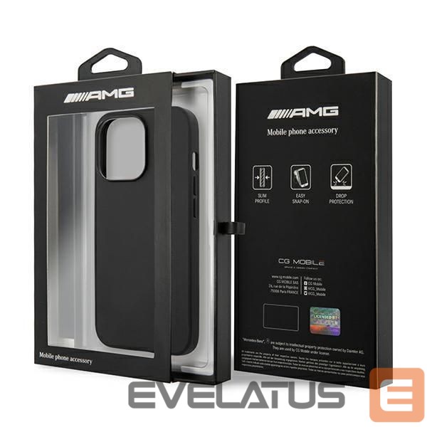 Чехол на заднюю панель Mercedes-Benz AMG AMHCP14XDOLBK iPhone 14 Pro Max 6.7 "black / black hardcase Leather Hot Stamped