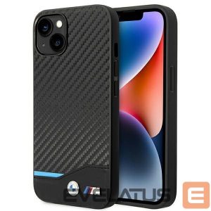 Чехол на заднюю панель BMW  Case BMW BMHCP14M22NBCK iPhone 14 Plus 6.7 "black / black Leather Carbon 