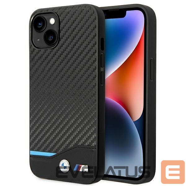 Чехол на заднюю панель BMW Case BMW BMHCP14M22NBCK iPhone 14 Plus 6.7 "black / black Leather Carbon