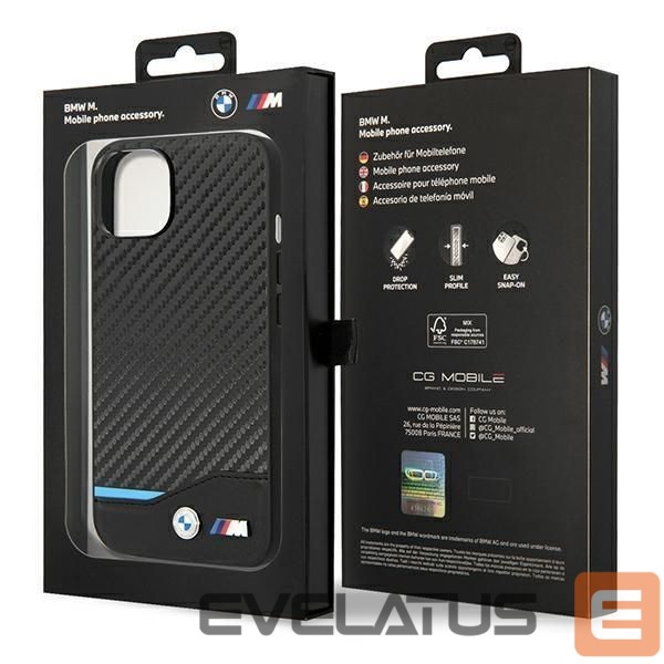 Чехол на заднюю панель BMW Case BMW BMHCP14M22NBCK iPhone 14 Plus 6.7 "black / black Leather Carbon