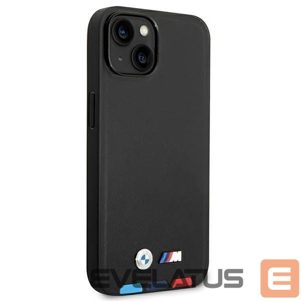 Чехол на заднюю панель BMW Case BMW BMHCP14M22PTDK iPhone 14 Plus 6.7 "black / black Leather Stamp Tricolor