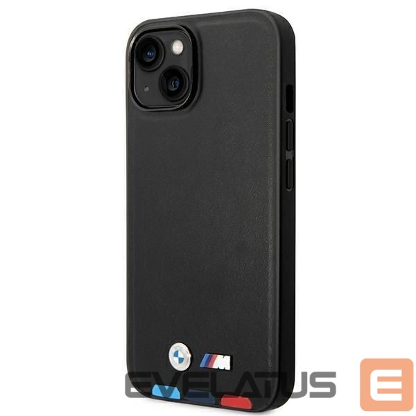 Чехол на заднюю панель BMW Case BMW BMHCP14M22PTDK iPhone 14 Plus 6.7 "black / black Leather Stamp Tricolor