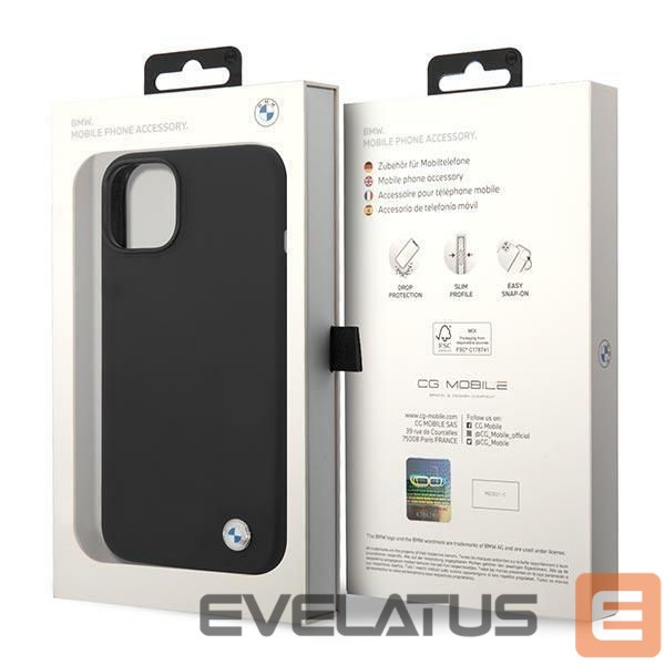 Чехол на заднюю панель BMW BMW Silicone Metal Logo Case for iPhone 14 - Black
