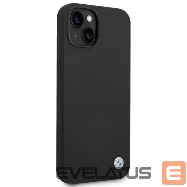 Чехол на заднюю панель BMW BMW Silicone Metal Logo Case for iPhone 14 - Black