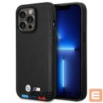 Чехол на заднюю панель BMW  Case BMW BMHMP14L22PTDK iPhone 14 Pro 6.1 "black / black Leather Stamp Tricolor Magsafe 