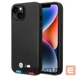 Чехол на заднюю панель BMW  Case BMW BMHMP14M22PTDK iPhone 14 Plus 6.7 "black / black Leather Stamp Tricolor Magsafe 