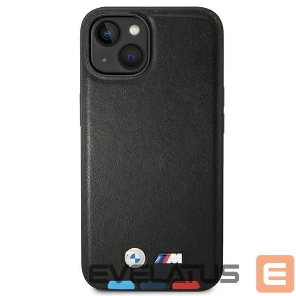 Чехол на заднюю панель BMW Case BMW BMHMP14M22PTDK iPhone 14 Plus 6.7 "black / black Leather Stamp Tricolor Magsafe